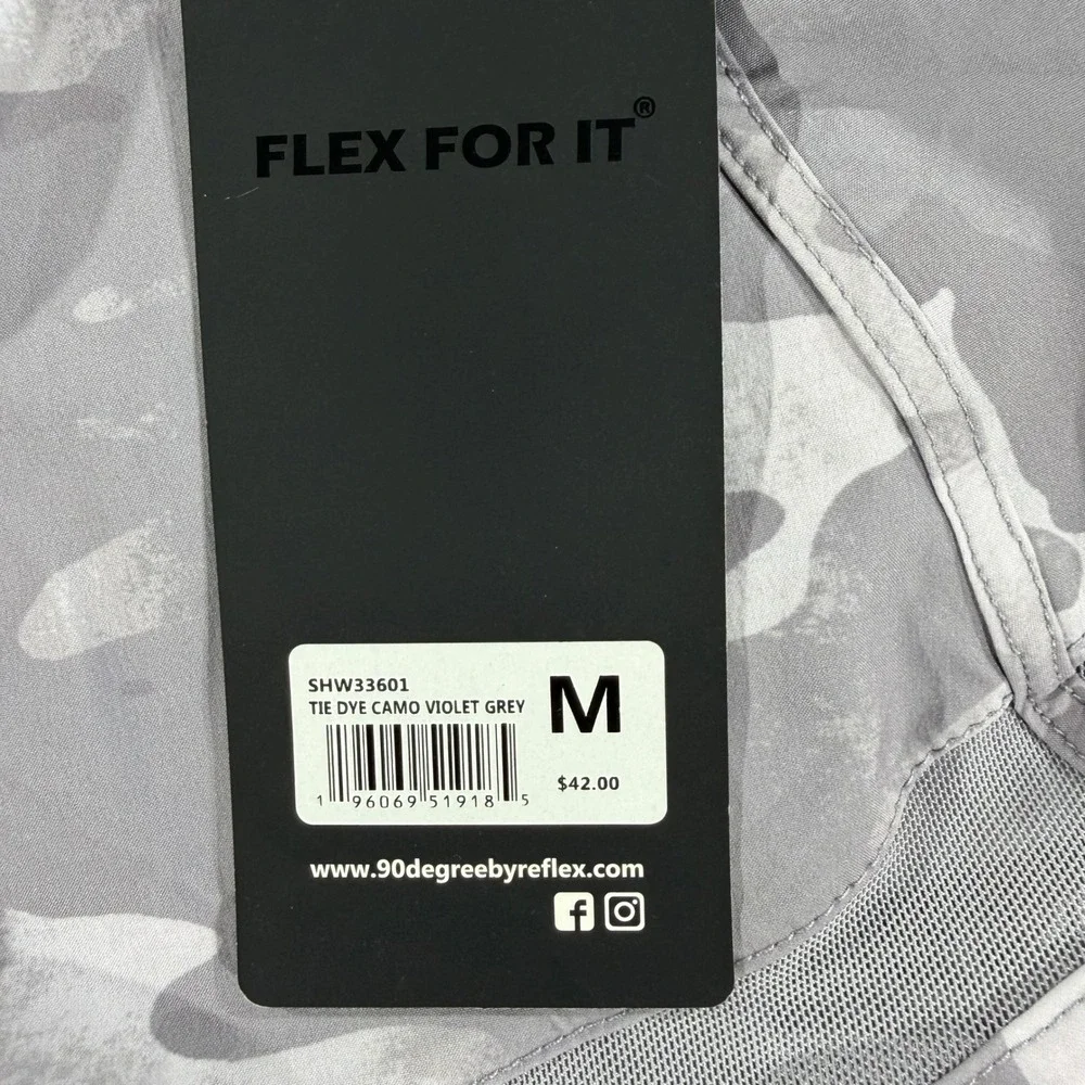90 Degree by Reflex Womens Camo 2-in-1 Running Shorts Violet Grey M